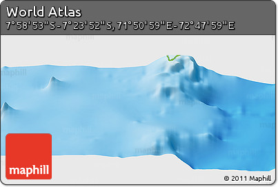 Physical Panoramic Map of the Area around 7° 41' 23" S, 72° 19' 29" E