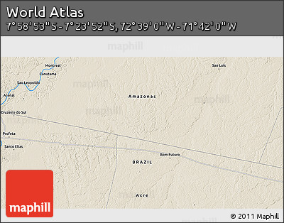 Shaded Relief 3D Map of the Area around 7° 41' 23" S, 72° 10' 30" W