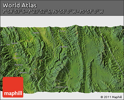 Satellite 3D Map of the Area around 7° 41' 23" S, 76° 25' 30" W