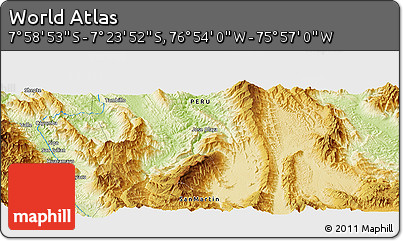 Physical Panoramic Map of the Area around 7° 41' 23" S, 76° 25' 30" W