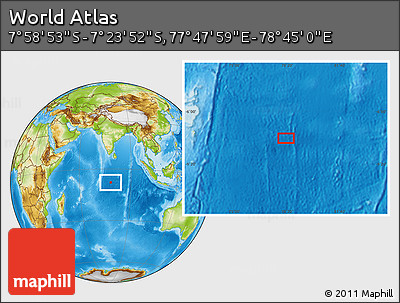 Physical Location Map of the Area around 7° 41' 23" S, 78° 16' 30" E