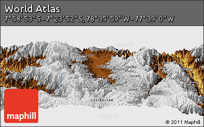 Physical Panoramic Map of the Area around 7° 41' 23" S, 78° 7' 30" W
