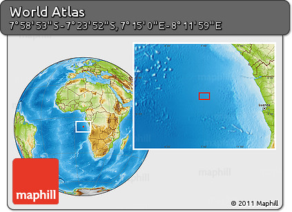 Physical Location Map of the Area around 7° 41' 23" S, 7° 43' 29" E