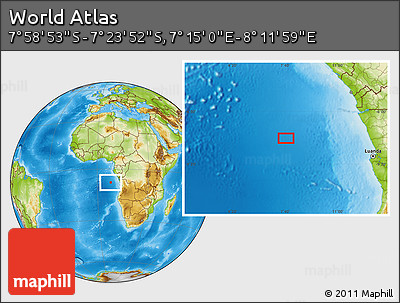Physical Location Map of the Area around 7° 41' 23" S, 7° 43' 29" E