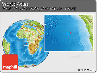 Physical Location Map of the Area around 7° 41' 23" S, 7° 43' 29" E