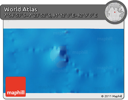 Physical 3D Map of the Area around 7° 41' 23" S, 81° 40' 30" E