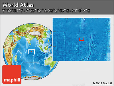 Physical Location Map of the Area around 7° 41' 23" S, 82° 31' 30" E