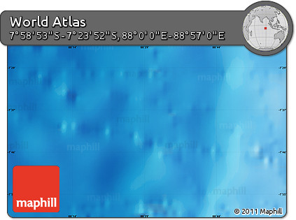Shaded Relief Map of the Area around 7° 41' 23" S, 88° 28' 29" E