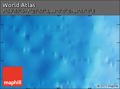 Shaded Relief Map of the Area around 7° 41' 23" S, 88° 28' 29" E