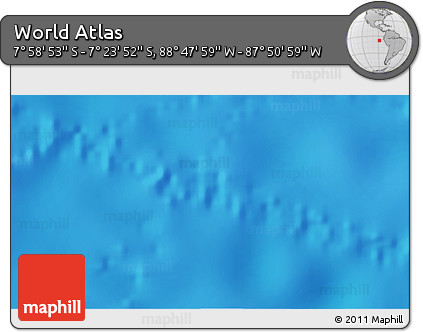 Physical 3D Map of the Area around 7° 41' 23" S, 88° 19' 29" W