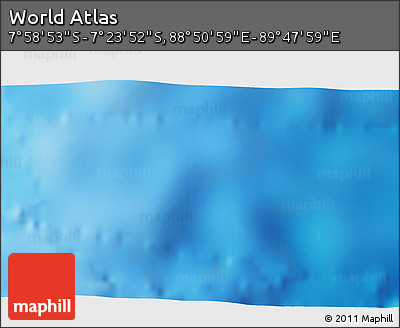Physical 3D Map of the Area around 7° 41' 23" S, 89° 19' 29" E
