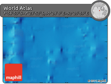 Shaded Relief Map of the Area around 7° 41' 23" S, 91° 52' 30" E
