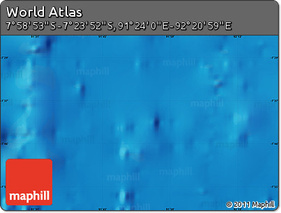 Shaded Relief Map of the Area around 7° 41' 23" S, 91° 52' 30" E