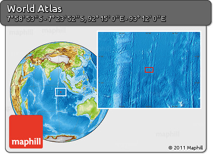 Physical Location Map of the Area around 7° 41' 23" S, 92° 43' 29" E