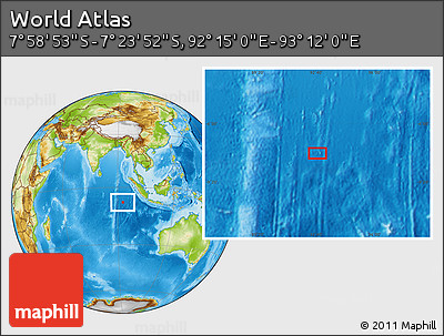 Physical Location Map of the Area around 7° 41' 23" S, 92° 43' 29" E