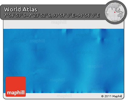 Shaded Relief 3D Map of the Area around 7° 41' 23" S, 94° 25' 30" E
