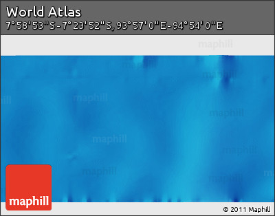 Shaded Relief 3D Map of the Area around 7° 41' 23" S, 94° 25' 30" E