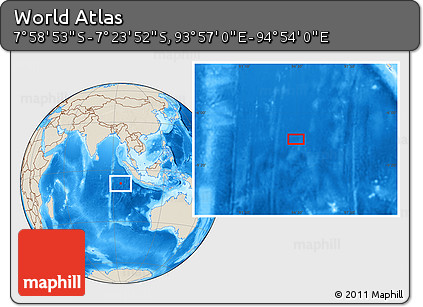 Shaded Relief Location Map of the Area around 7° 41' 23" S, 94° 25' 30" E