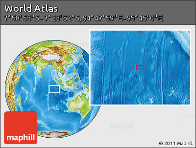 Physical Location Map of the Area around 7° 41' 23" S, 95° 16' 30" E