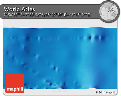 Physical 3D Map of the Area around 7° 41' 23" S, 97° 49' 29" E