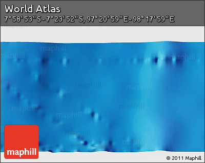 Physical 3D Map of the Area around 7° 41' 23" S, 97° 49' 29" E