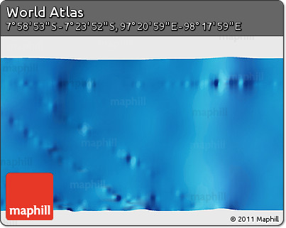 Physical 3D Map of the Area around 7° 41' 23" S, 97° 49' 29" E