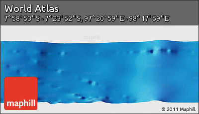 Physical Panoramic Map of the Area around 7° 41' 23" S, 97° 49' 29" E