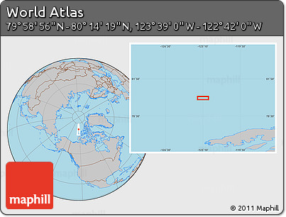 Gray Location Map of the Area around 80° 6' 37" N, 123° 10' 30" W