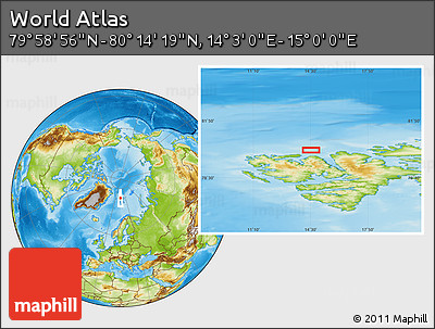 Physical Location Map of the Area around 80° 6' 37" N, 14° 31' 30" E