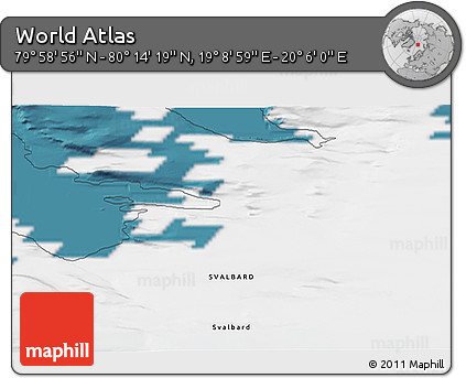 Satellite 3D Map of the Area around 80° 6' 37" N, 19° 37' 30" E
