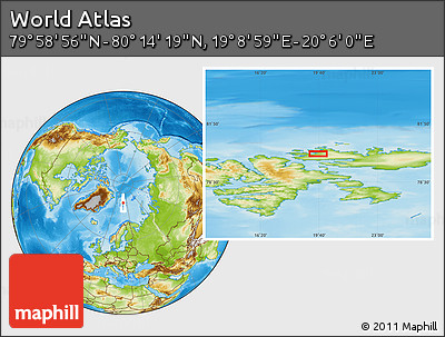 Physical Location Map of the Area around 80° 6' 37" N, 19° 37' 30" E