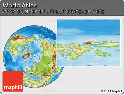 Physical Location Map of the Area around 80° 6' 37" N, 19° 37' 30" E