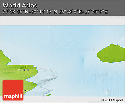 Physical 3D Map of the Area around 80° 6' 37" N, 27° 16' 29" E
