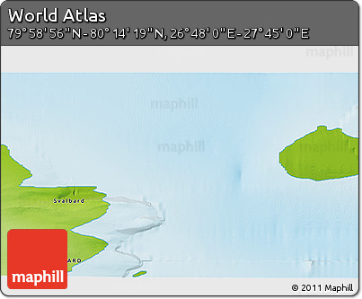 Physical 3D Map of the Area around 80° 6' 37" N, 27° 16' 29" E