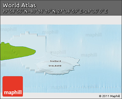 Physical 3D Map of the Area around 80° 6' 37" N, 28° 7' 30" E