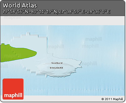 Physical 3D Map of the Area around 80° 6' 37" N, 28° 7' 30" E