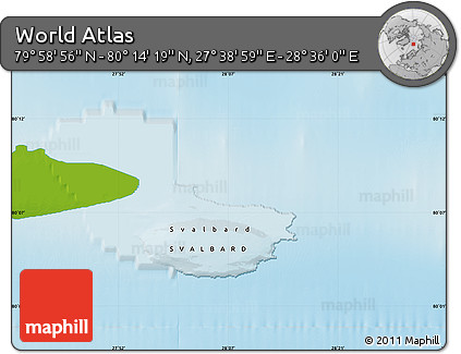 Physical Map of the Area around 80° 6' 37" N, 28° 7' 30" E
