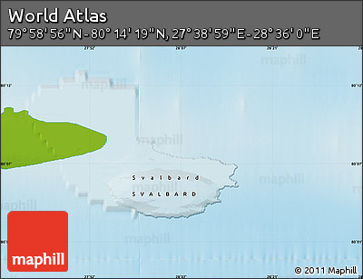 Physical Map of the Area around 80° 6' 37" N, 28° 7' 30" E