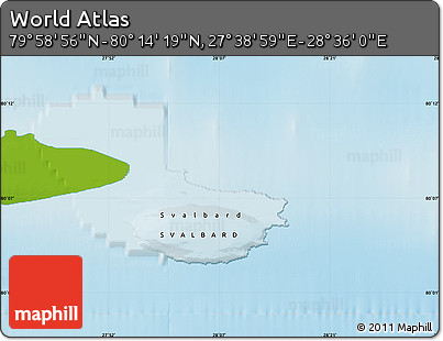 Physical Map of the Area around 80° 6' 37" N, 28° 7' 30" E