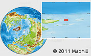 Physical Location Map of the area around 80° 6' 37" N, 28° 58' 30" E