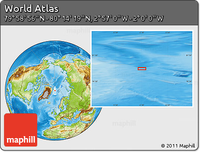 Physical Location Map of the Area around 80° 6' 37" N, 2° 28' 30" W