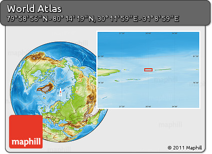 Physical Location Map of the Area around 80° 6' 37" N, 30° 40' 29" E