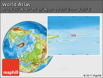 Physical Location Map of the Area around 80° 6' 37" N, 30° 40' 29" E