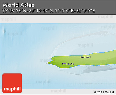 Physical 3D Map of the Area around 80° 6' 37" N, 31° 31' 29" E