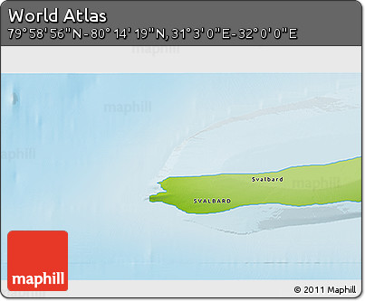 Physical 3D Map of the Area around 80° 6' 37" N, 31° 31' 29" E