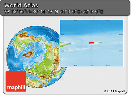 Physical Location Map of the Area around 80° 6' 37" N, 31° 31' 29" E