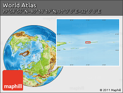 Physical Location Map of the Area around 80° 6' 37" N, 31° 31' 29" E