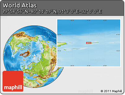 Physical Location Map of the Area around 80° 6' 37" N, 31° 31' 29" E