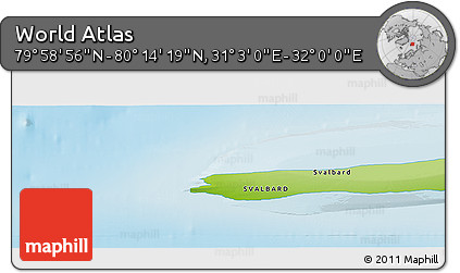 Physical Panoramic Map of the Area around 80° 6' 37" N, 31° 31' 29" E