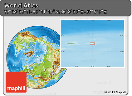 Physical Location Map of the Area around 80° 6' 37" N, 36° 37' 30" E
